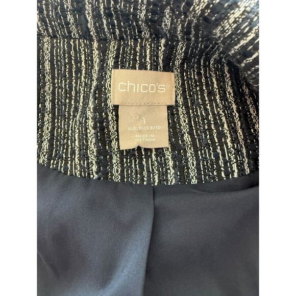 Chicos Striped Navy Tweed‎ Blazer Size S - Picture 11 of 12